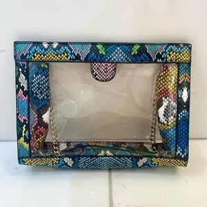 Multicolor Snakeskin Pattern Clear Bag